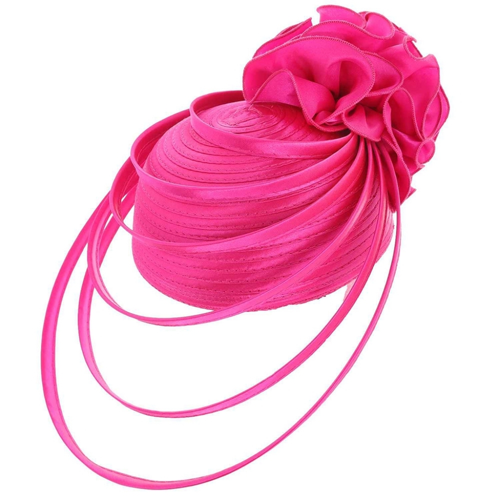 Fuchsia Swirl Fascinator Dressy Bow Church Hat Womens Derby Pillbox Fascinator